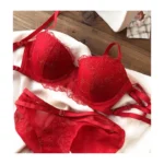 Sexy Lingerie Set Lace Matching Bra and Panty Set-Red