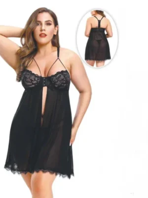 Front Clip Open Plus Size Transparent Nightie