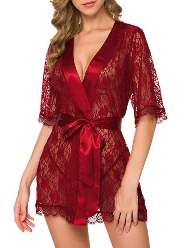 Sexy Transparent Net floral Robe online for Honeymoon