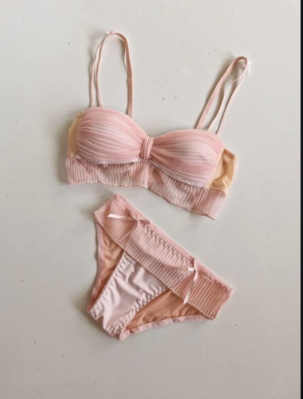 Soft Ribbed Padded Bra Panty and Lingery Set for Girls