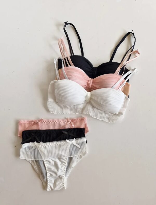 Soft Ribbed Padded Bra Panty and Lingery Set for Girls