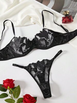 bra and panty set black